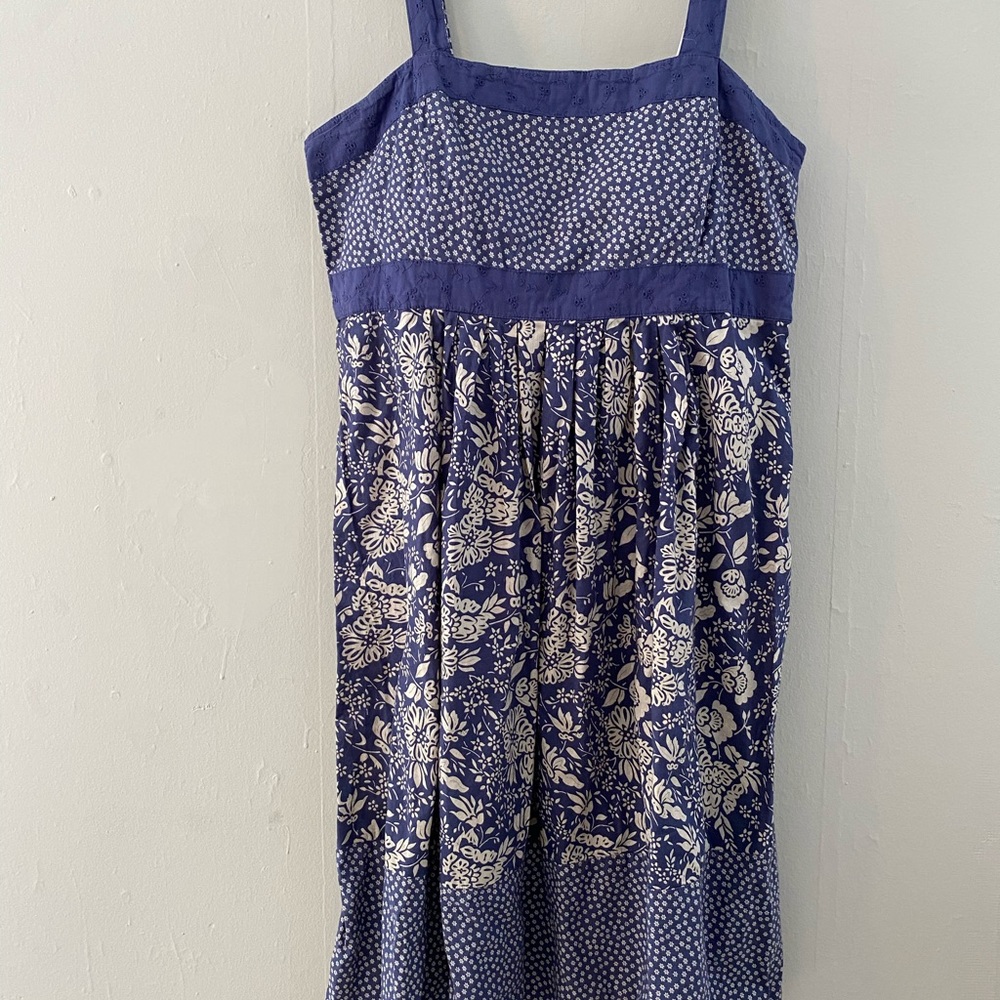Blue & White, Floral, 100% Cotton Sundress, Sz 14